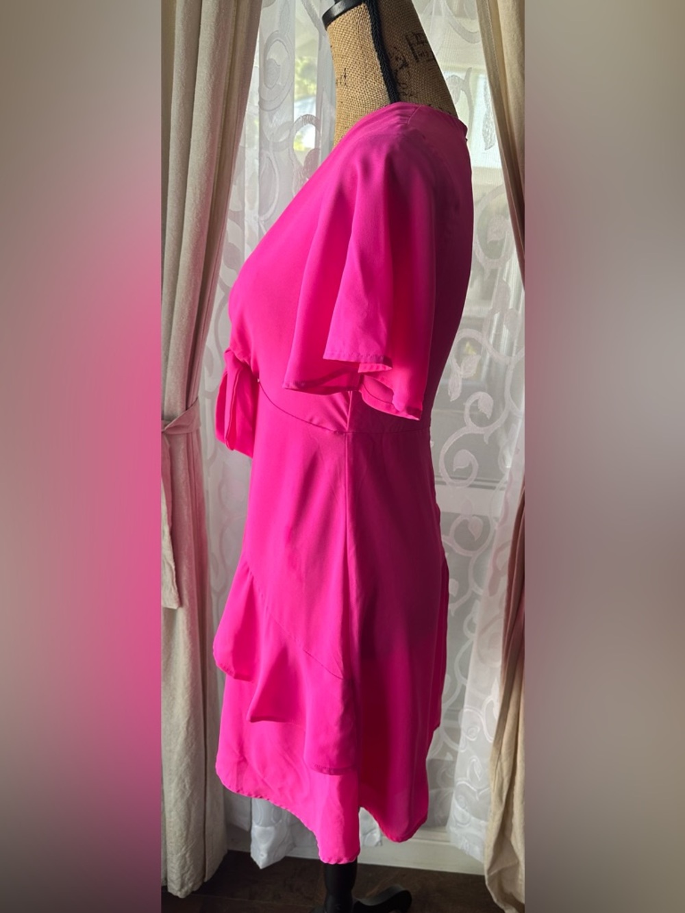 Lulus Jewell Fuchsia Pink Tie-Front Ruffled Skater Dress - Picture 5 of 12